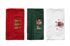 Mijölnir Santa C Juego de Toallas de Lavado 3 Piezas Verde, Rojo, Blanco